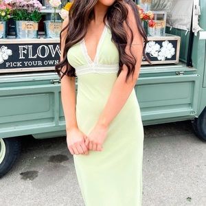 Le Lis green lace honeydew dress